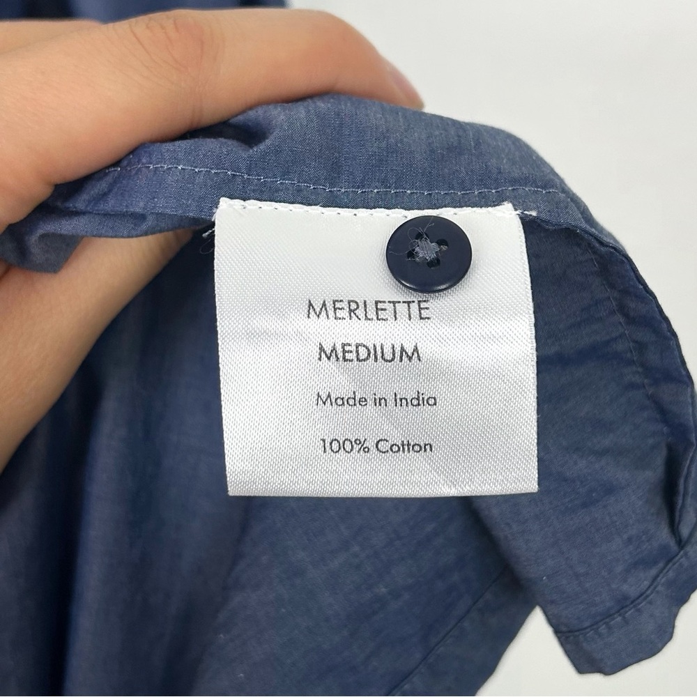 Merlette Martel Pleated Dress in Dark Chambray - Picture 7 of 9